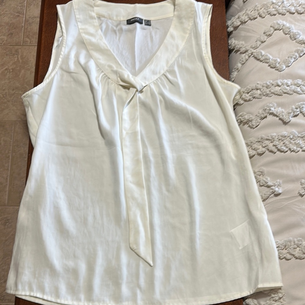 Mexx Cream Tie Front Bib Collar Blouse